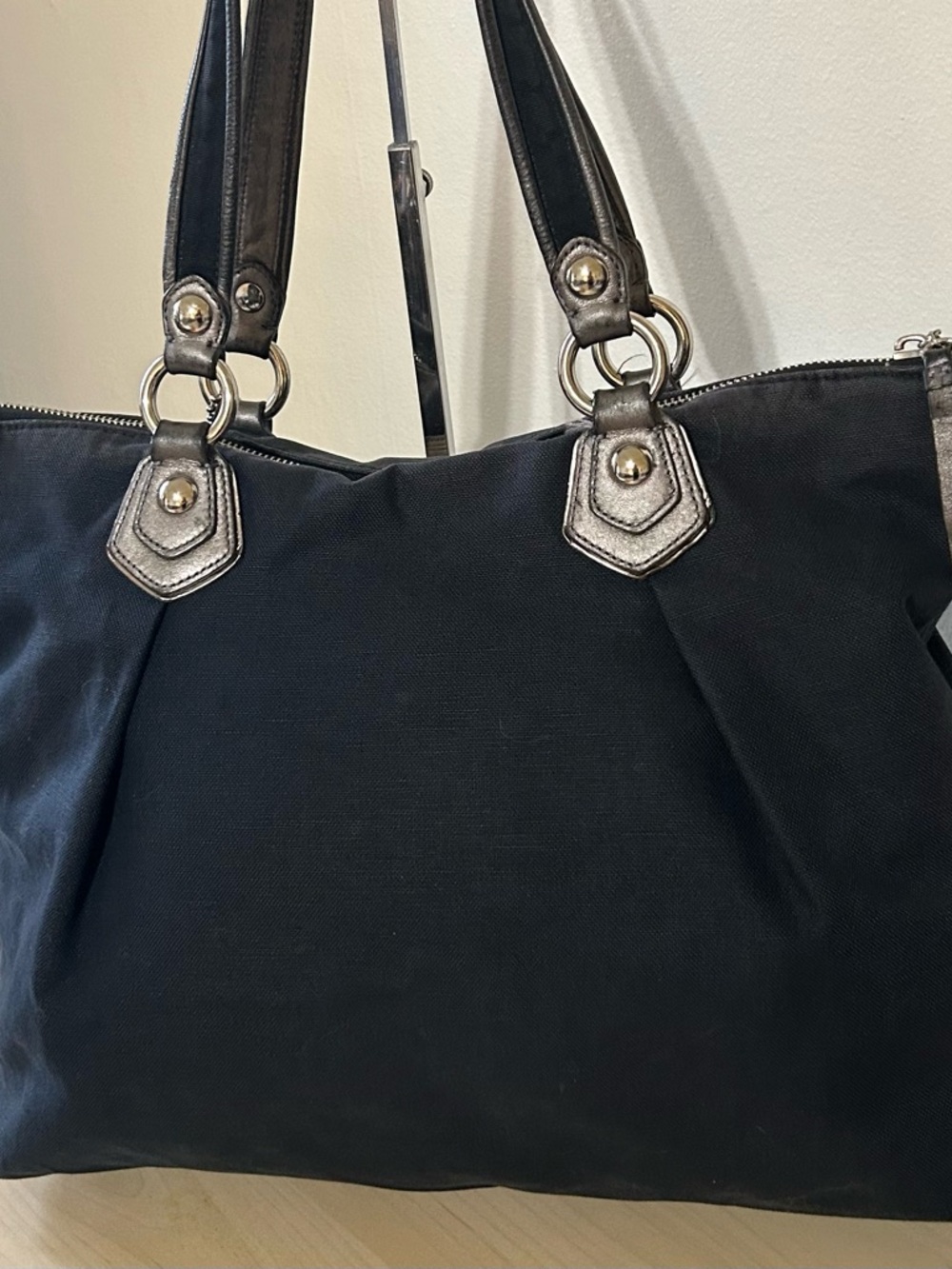 Coach Poppy Black Denim Rhinestone Tote 16319 - Picture 2 of 16